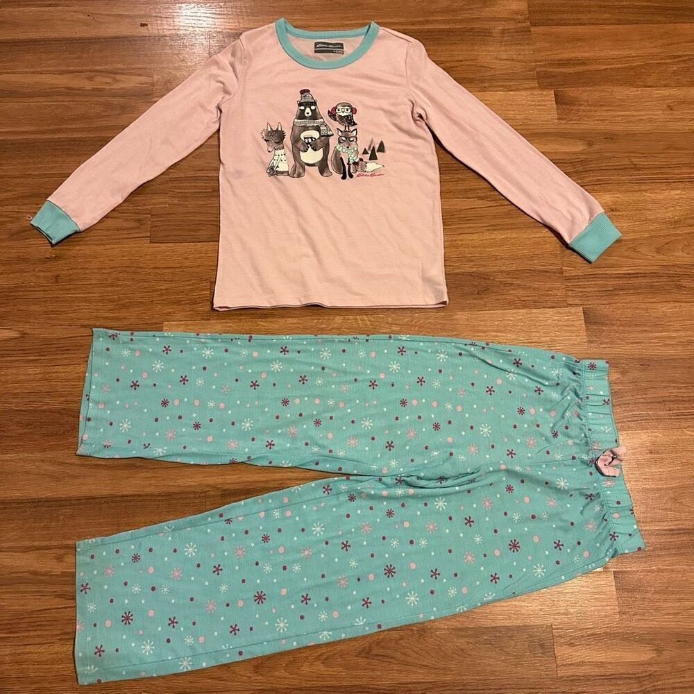 Eddie Bauer Teal and pink Pajama Set | Girls size M